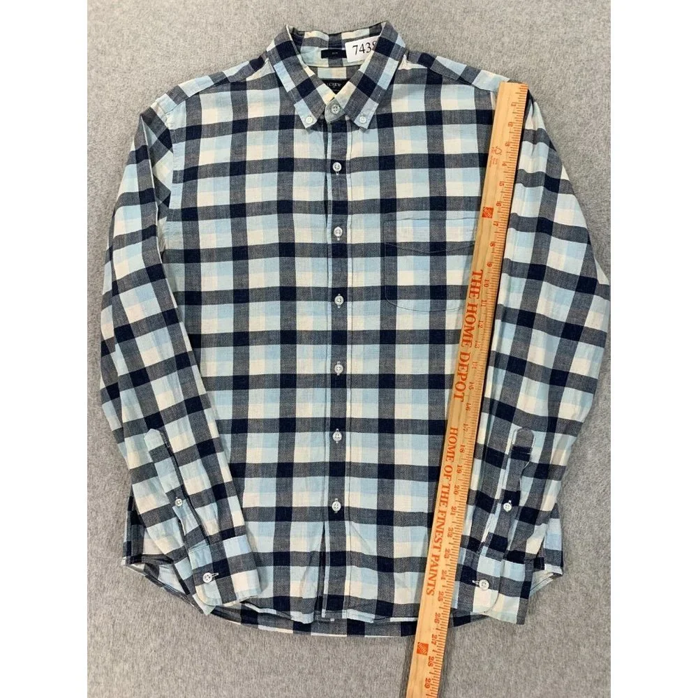 J Crew Slim Fit Homespun Long Sleeve‎ Button Down Shirt (Men's Large) Blue